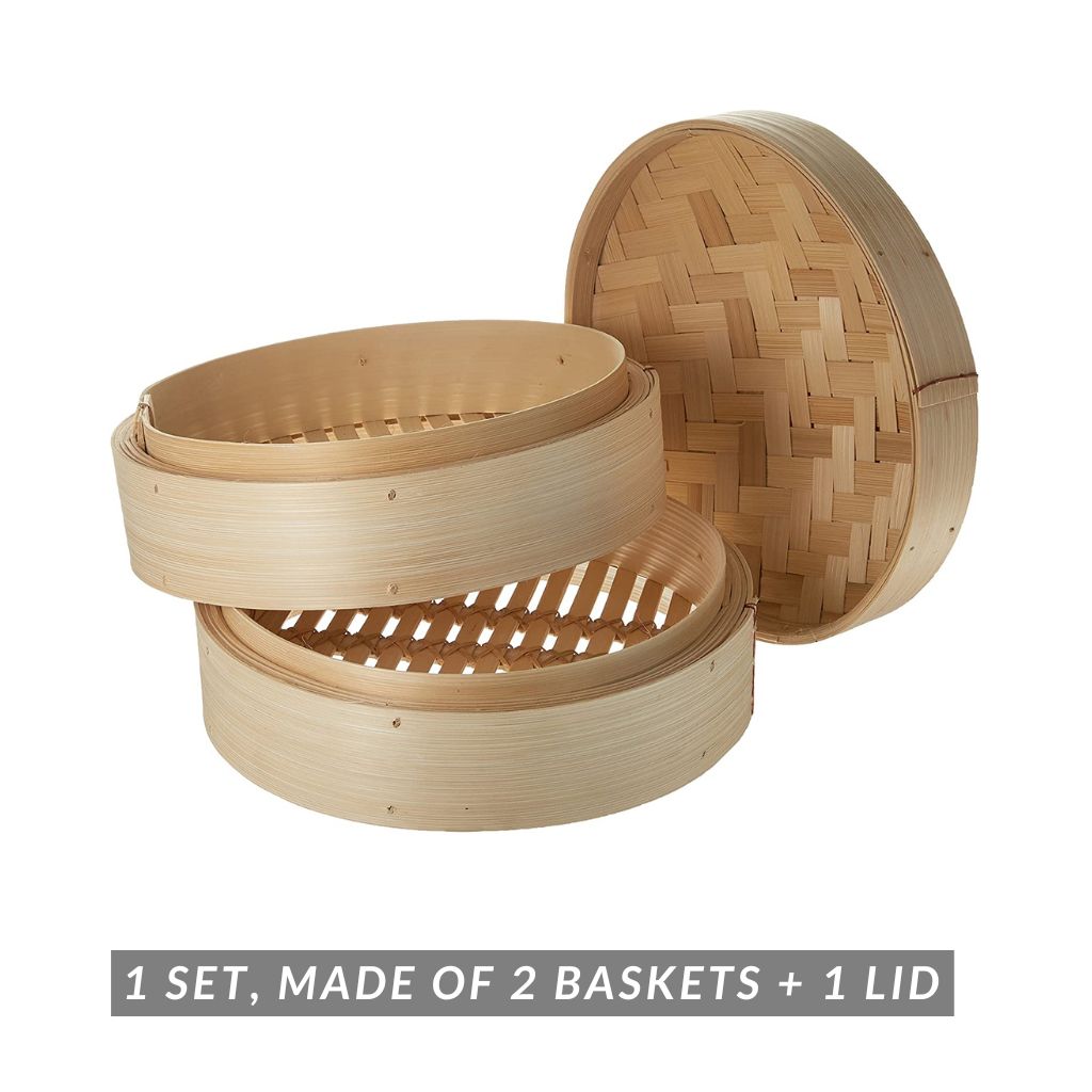 H. Bamboo Steamer (2-Tier): 20cm, 25cm or 30cm